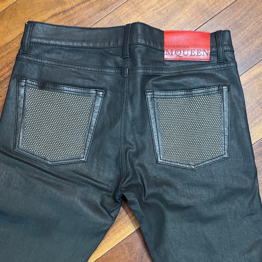 Alexander McQueen Black Skinny Jeans with Red Label